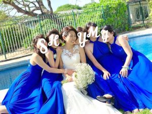 ロイヤルブルー ブライズメイド ドレス 結婚式 ハワイ